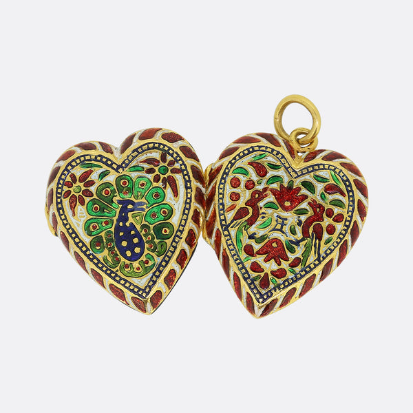 Mughal Enamelled Heart Locket Pendant