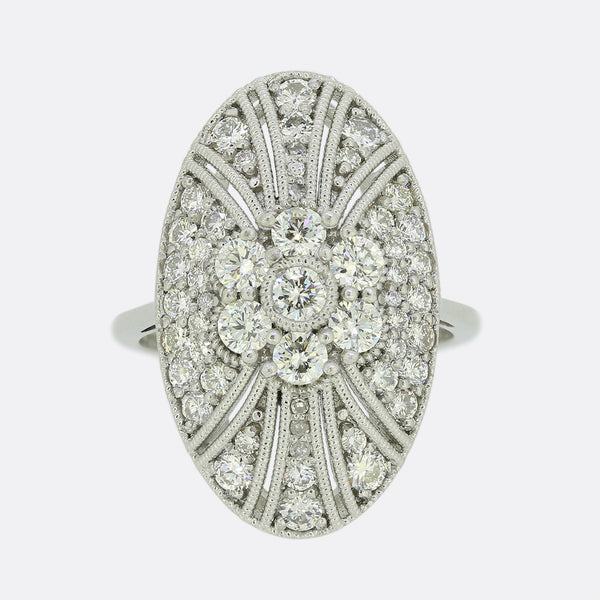 Diamond Daisy Cluster Cocktail Ring