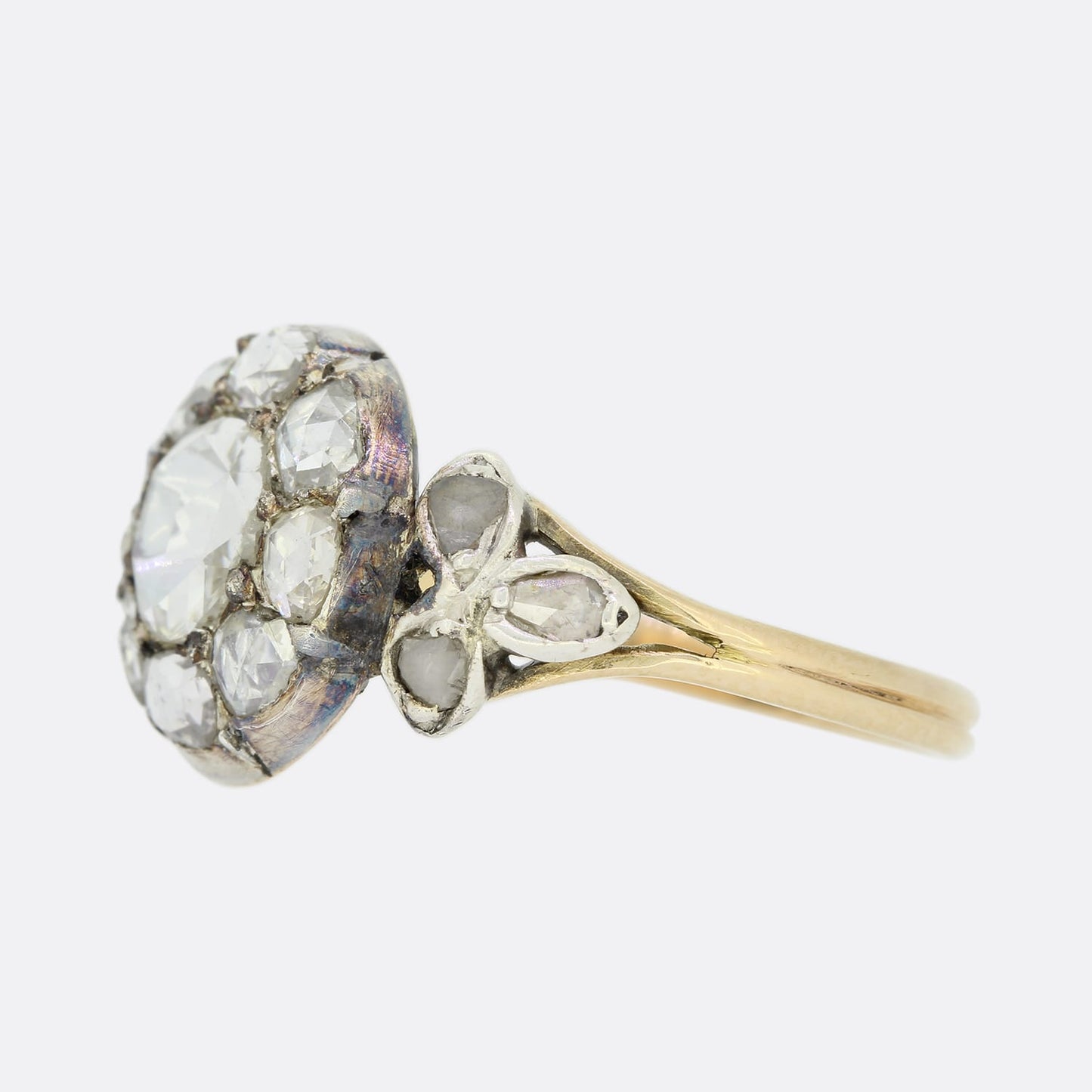 Circa 1770s Georgian Rose Cut Diamond Cluster Ring