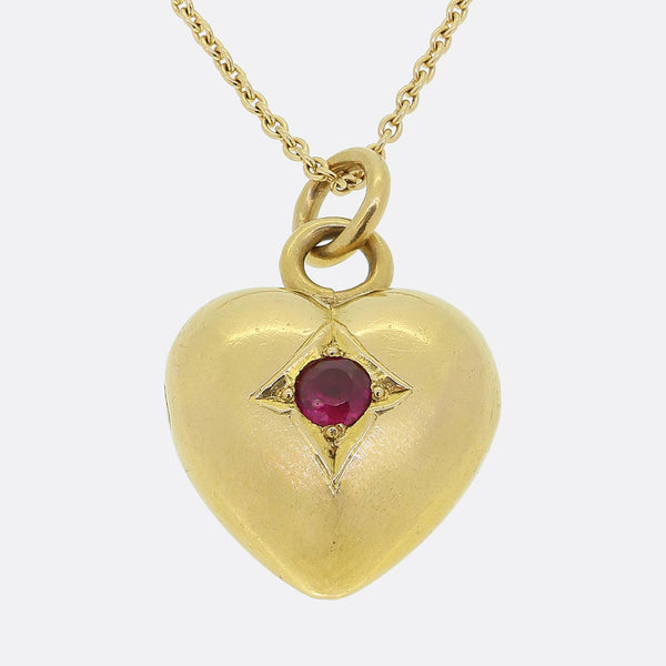 Victorian Ruby Heart Pendant Necklace