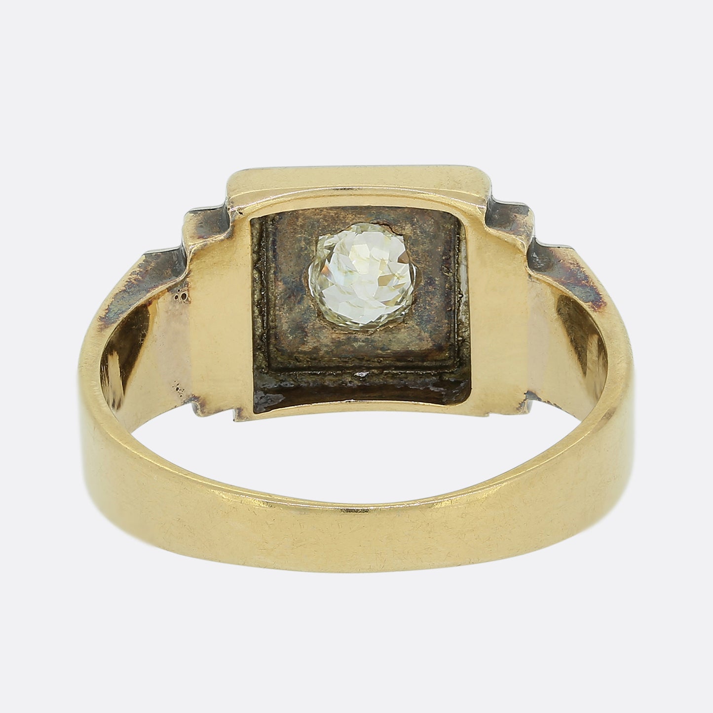 Edwardian Old Cut Diamond Stepped Ring