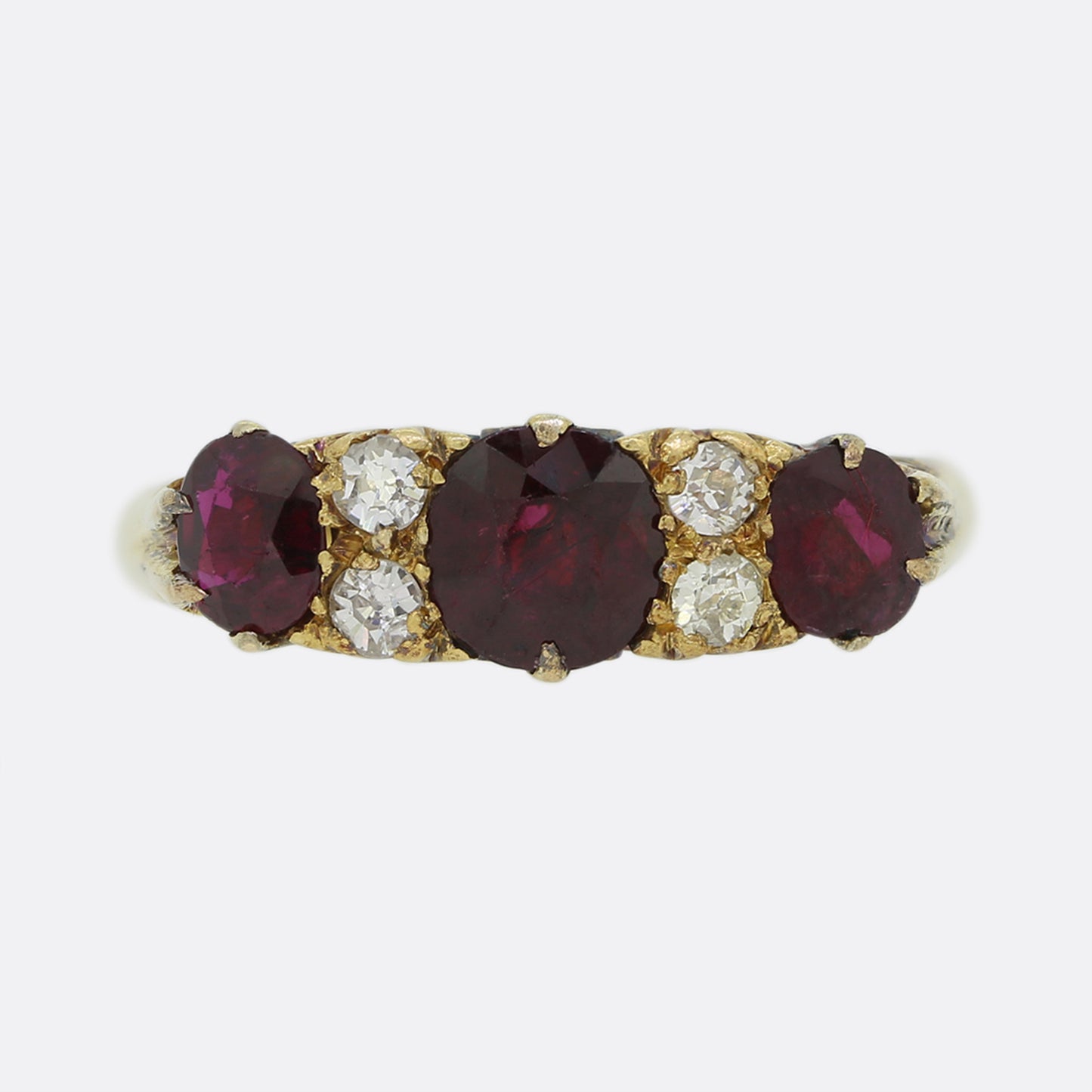 Edwardian Ruby and Diamond Three Stone Ring