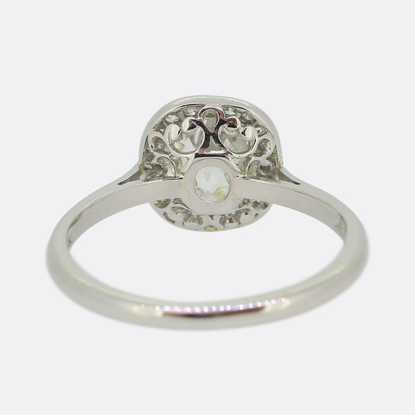 1.50 Carat Old Cushion Cut Diamond Halo Ring