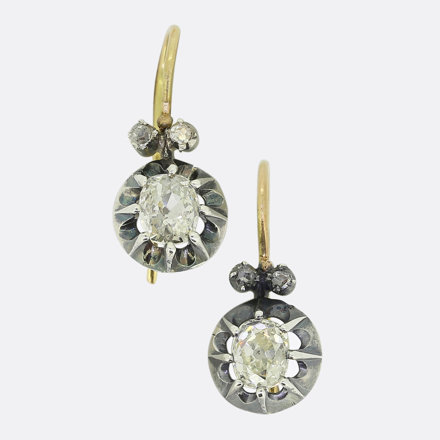 Antique Old Cut Diamond Drop Earrings