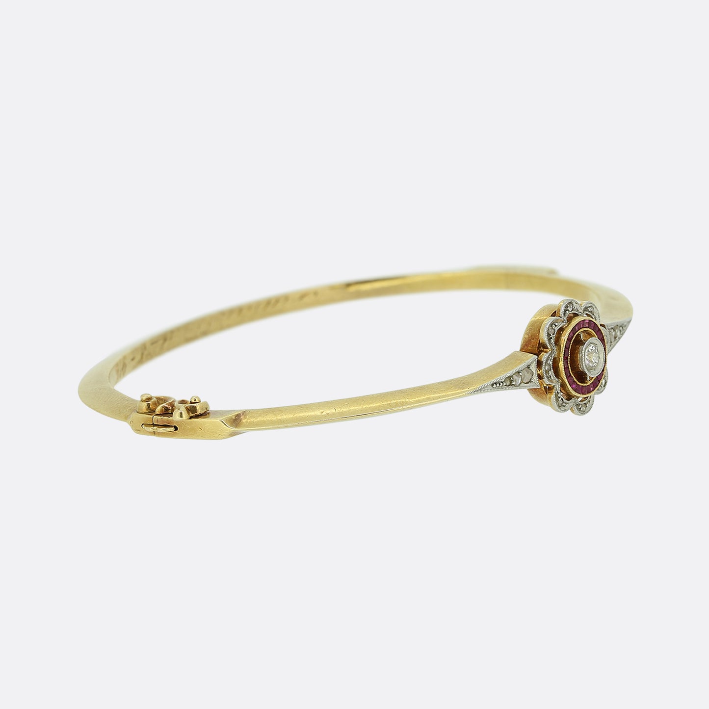 Art Deco Ruby and Diamond Target Bangle