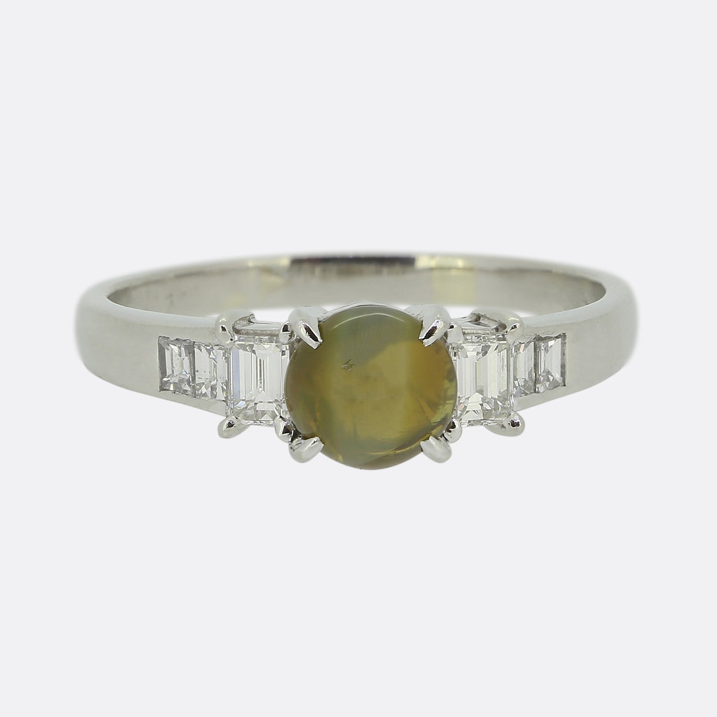 Cat's Eye Chrysoberyl and Diamond Ring