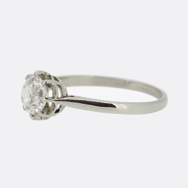 0.97 Carat Old Cut Diamond Solitaire Ring