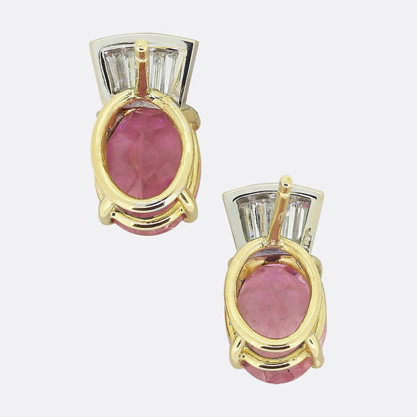 Pink Tourmaline and Diamond Earrings
