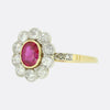Victorian 0.80 Carat Burmese Ruby and Old Cut Diamond Cluster Ring
