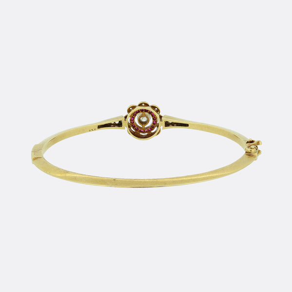 Art Deco Ruby and Diamond Target Bangle
