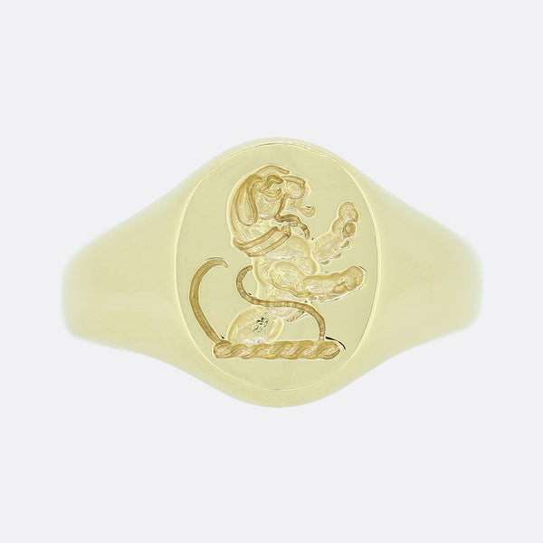 Vintage Lion Intaglio Signet Ring