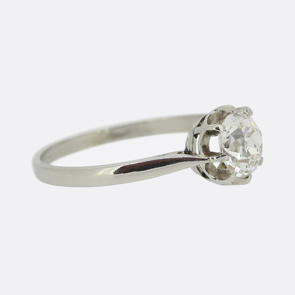 0.97 Carat Old Cut Diamond Solitaire Ring