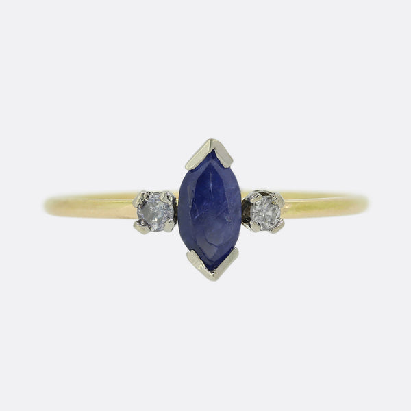 Victorian Sapphire and Diamond Three Stone Ring