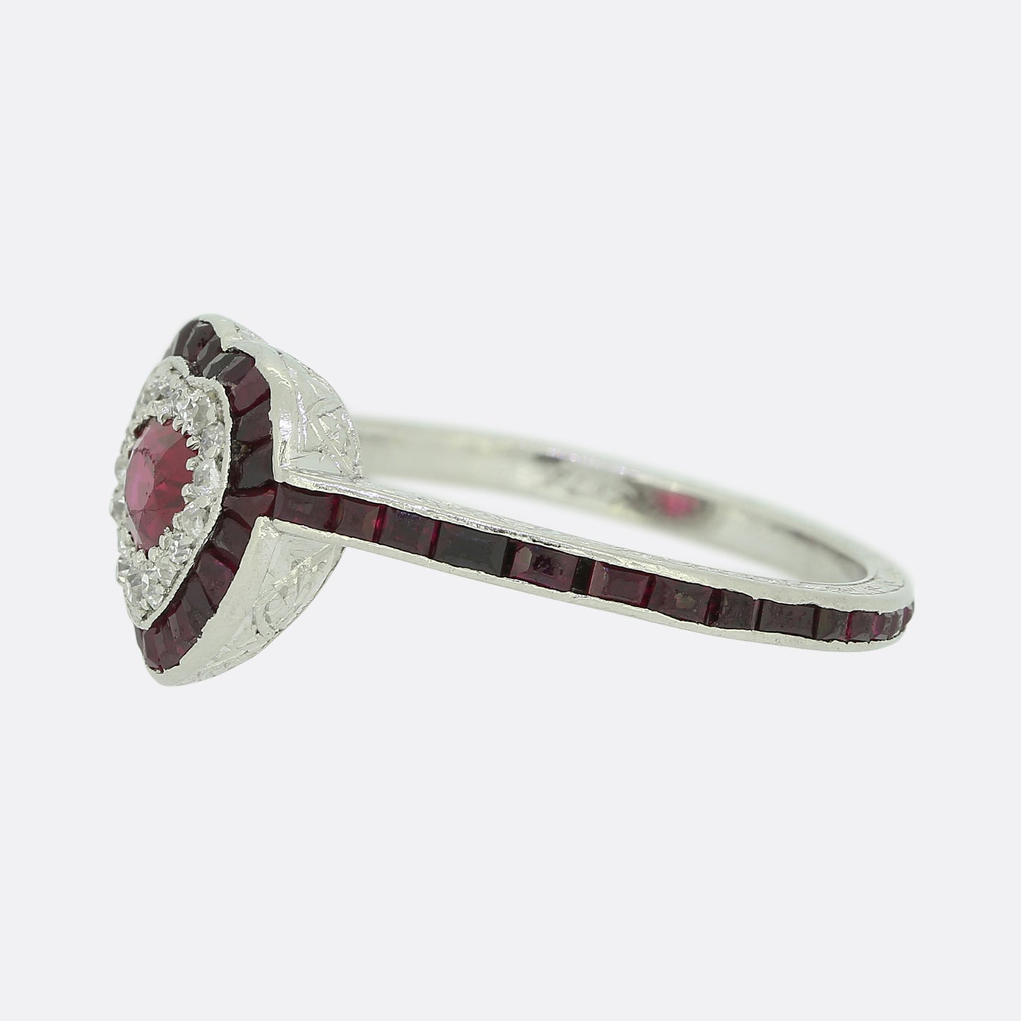 Art Deco Ruby and Diamond Heart Ring