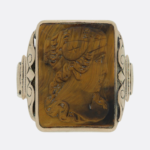 Victorian Tigers Eye Cameo Statement Ring