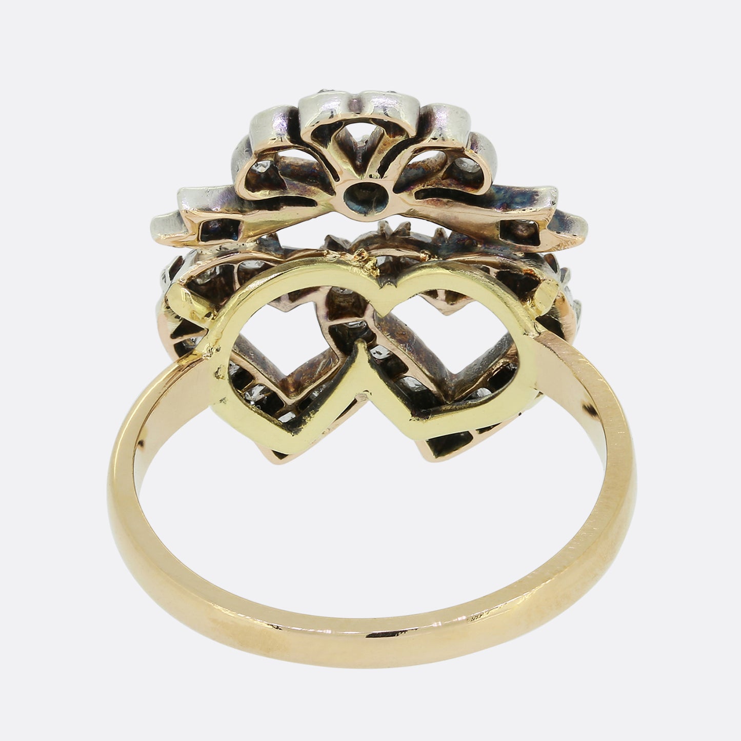 Victorian Old Cut Diamond Double Heart Ring