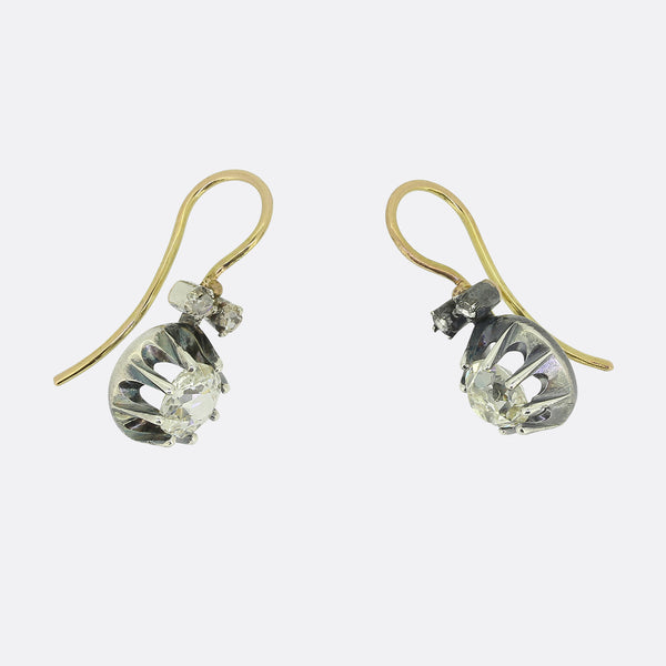 Antique Old Cut Diamond Drop Earrings