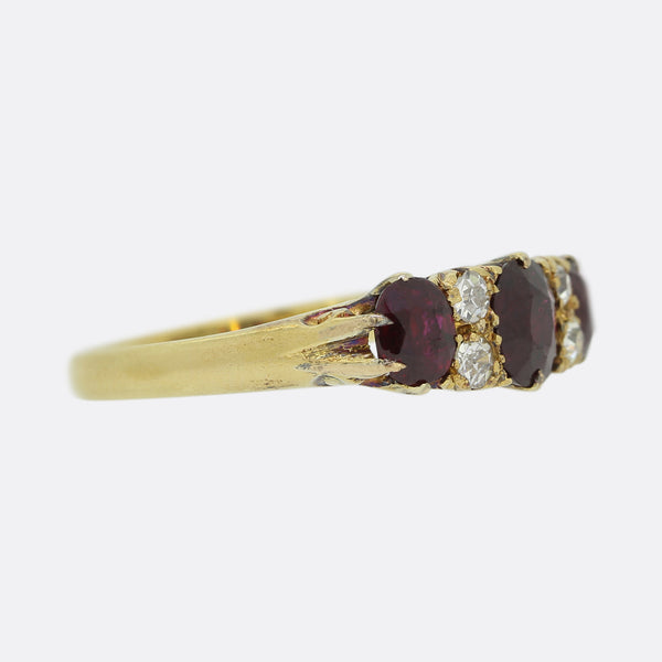 Edwardian Ruby and Diamond Three Stone Ring