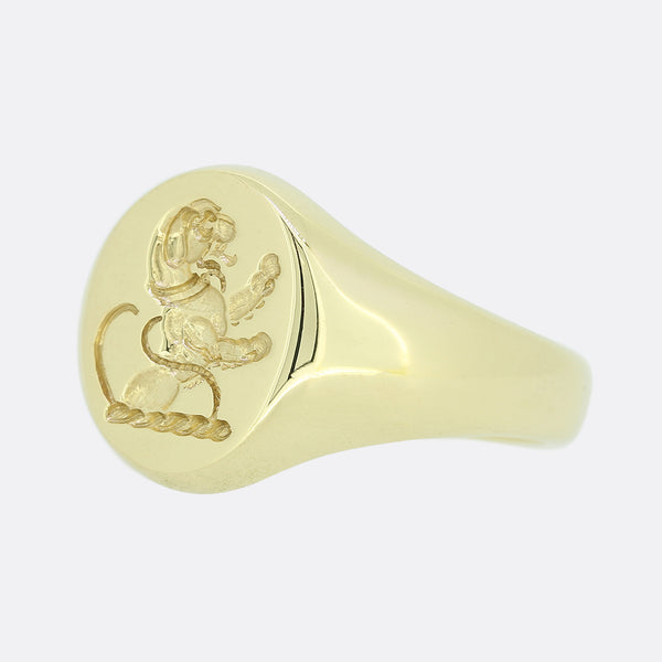 Vintage Lion Intaglio Signet Ring