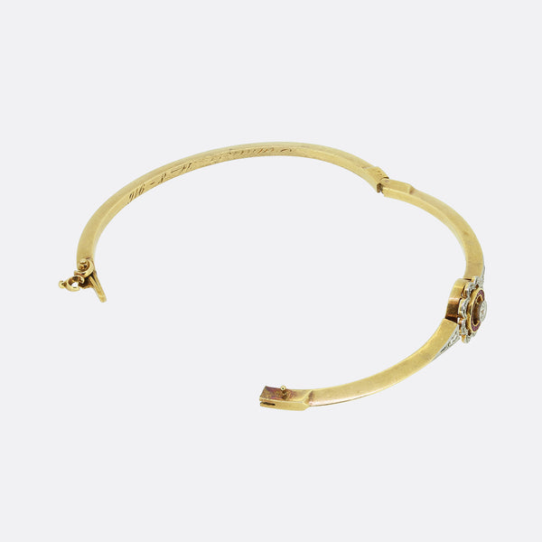 Art Deco Ruby and Diamond Target Bangle