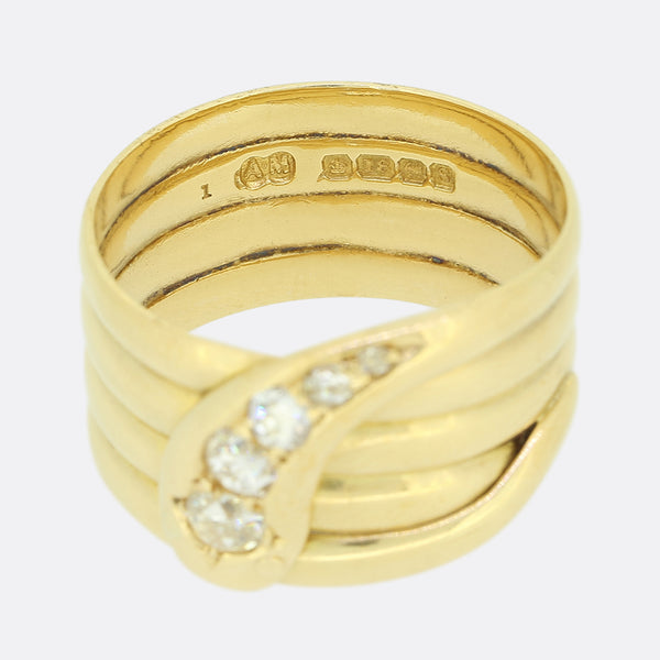 Edwardian Old Cut Diamond Snake Ring