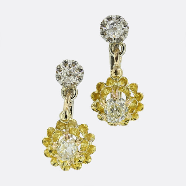 Antique French Diamond Dormeuse Earrings