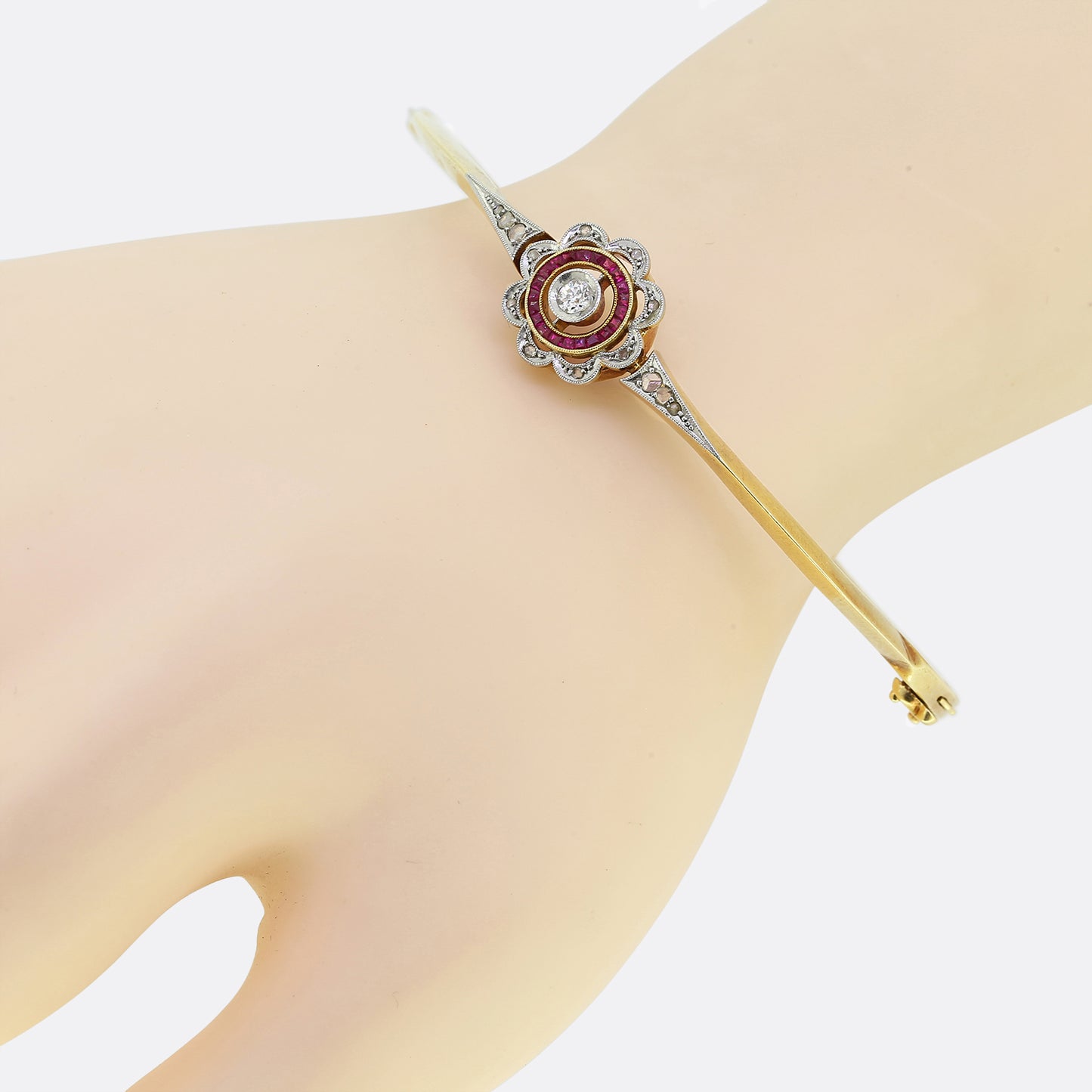 Art Deco Ruby and Diamond Target Bangle