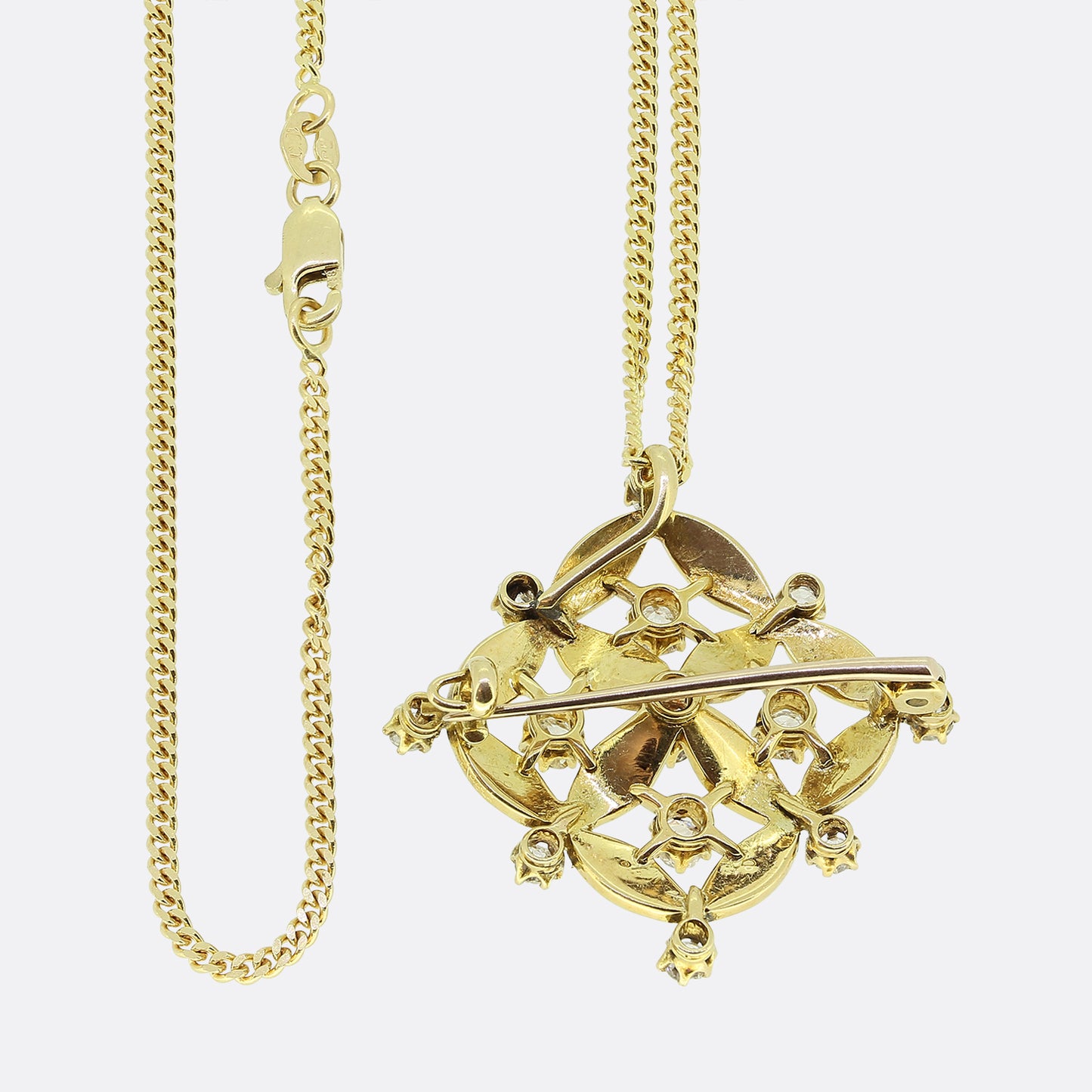 Victorian Enamel Diamond and Pearl Flower Necklace