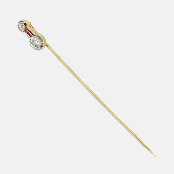 Art Deco Ruby and Diamond Stick Pin