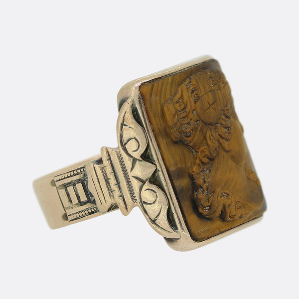 Victorian Tigers Eye Cameo Statement Ring