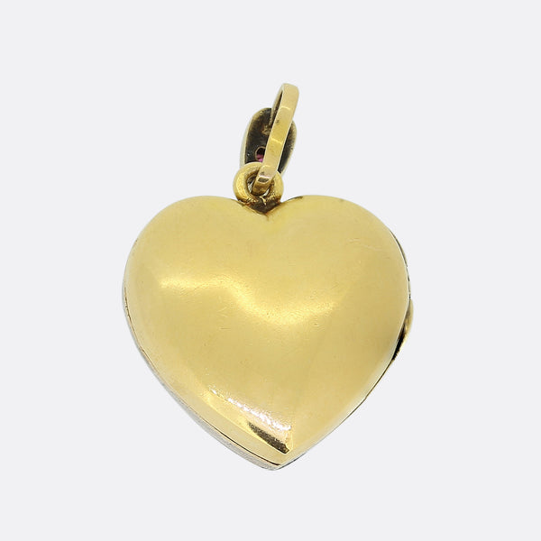 Edwardian Ruby and Pearl Heart Locket Pendant