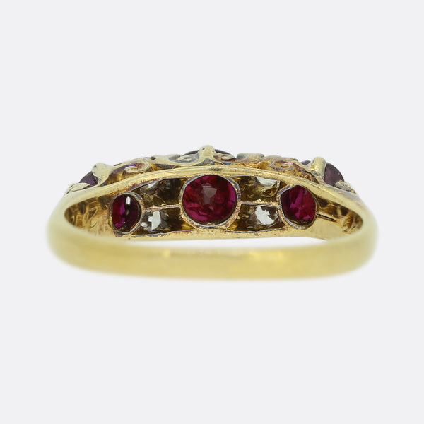 Edwardian Ruby and Diamond Three Stone Ring