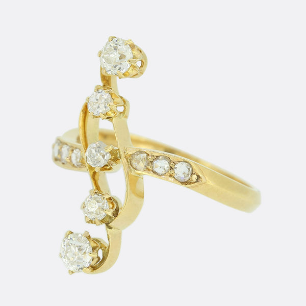 Belle Époque 0.51 Carat Old Cut Diamond Crossover Ring