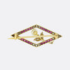 Edwardian Ruby Diamond and Pearl Lozenge Brooch