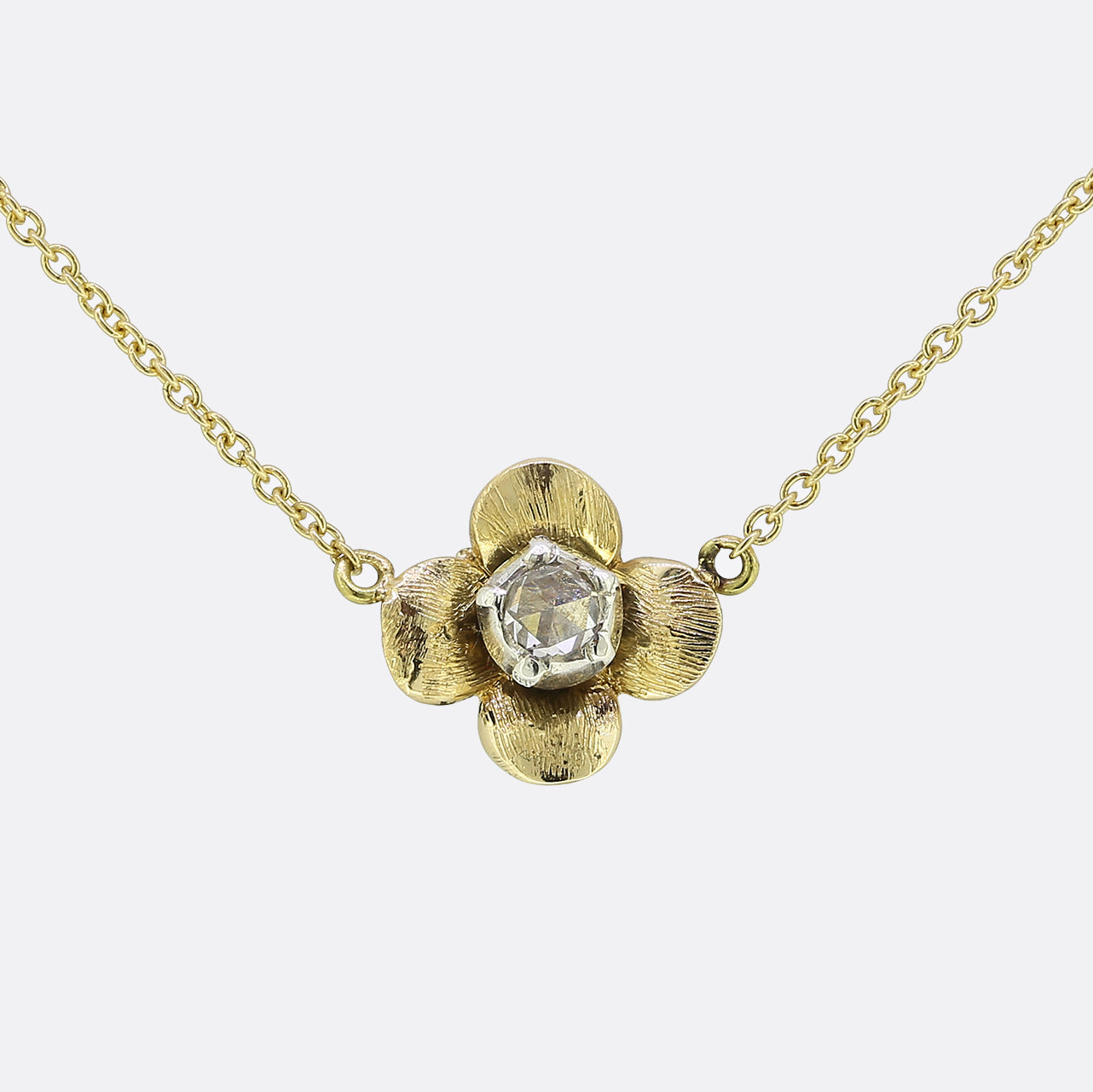 Victorian Rose Cut Diamond Flower Necklace