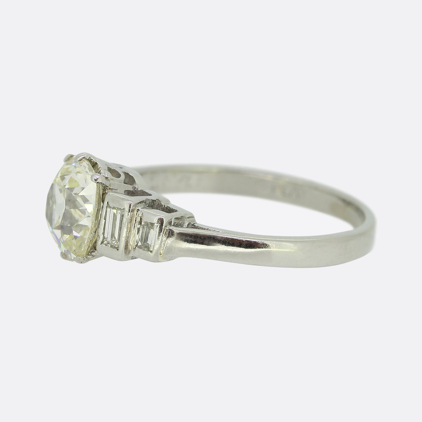 Art Deco 1.70 Carat Old Cushion Cut Diamond Ring