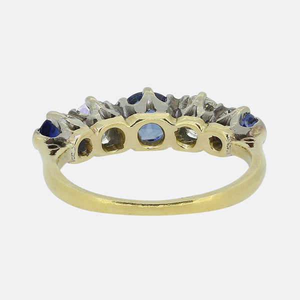 Edwardian Sapphire and Diamond Five-Stone Ring