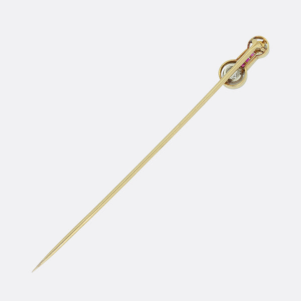 Art Deco Ruby and Diamond Stick Pin