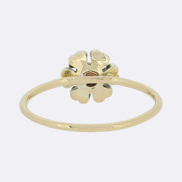 Vintage Garnet and Rose Cut Diamond Flower Ring