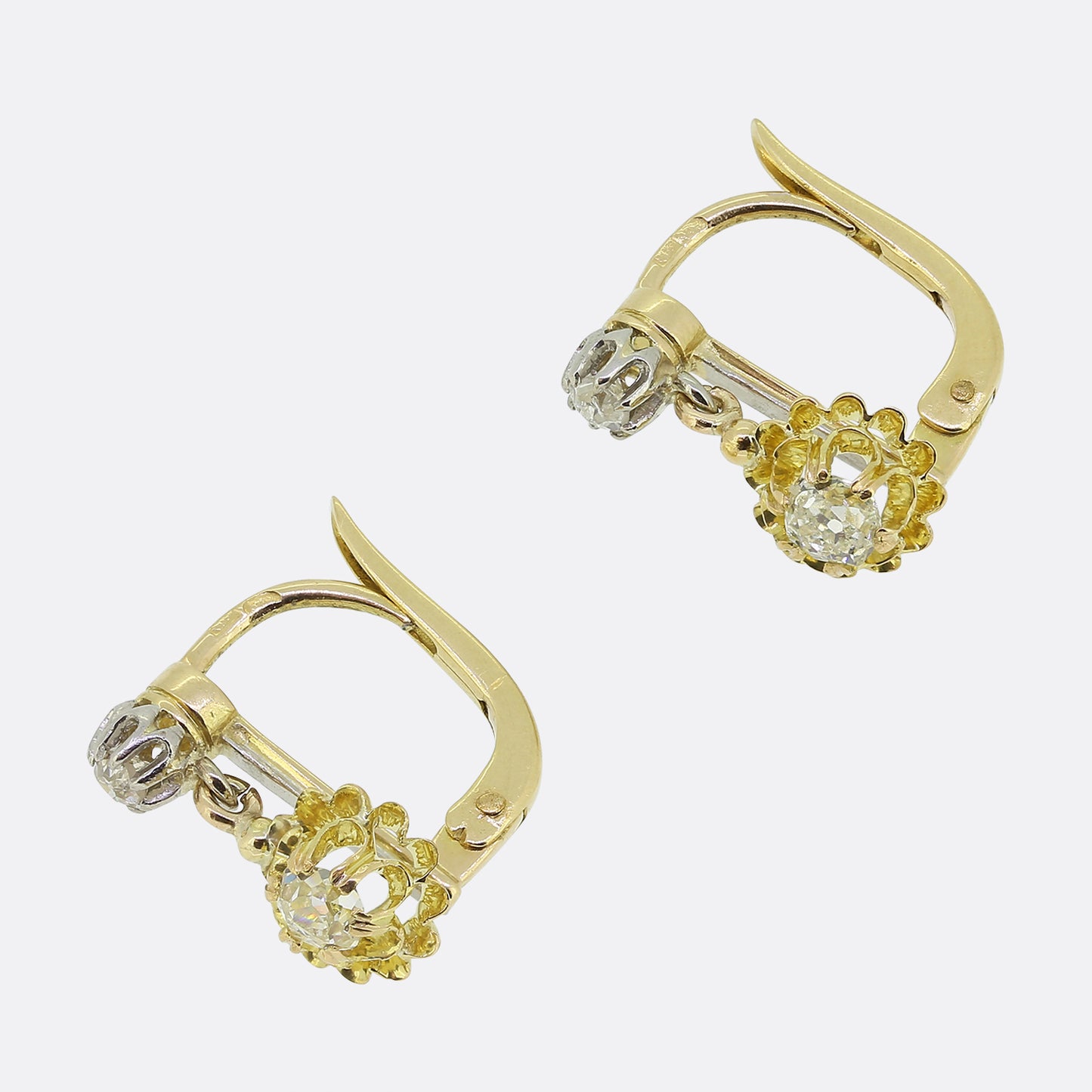 Antique French Diamond Dormeuse Earrings