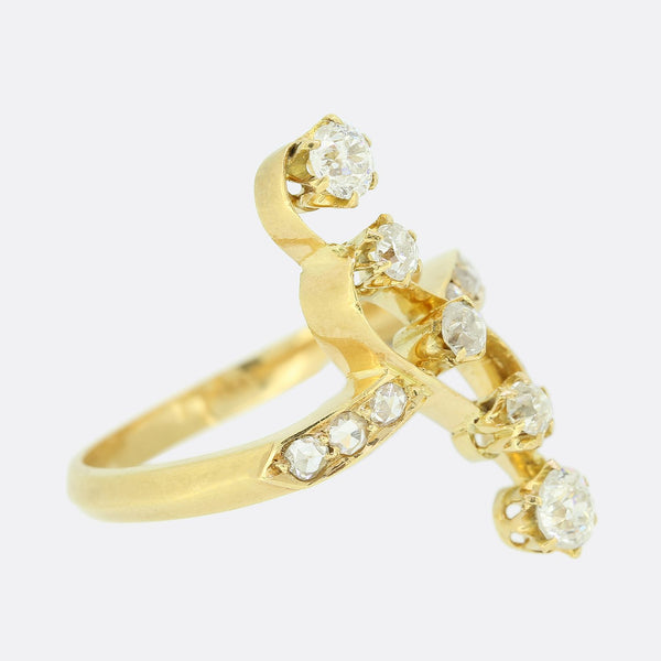 Belle Époque 0.51 Carat Old Cut Diamond Crossover Ring