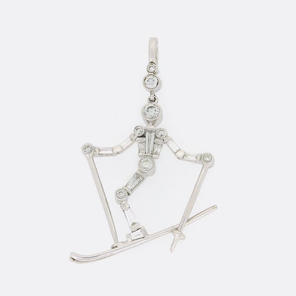Diamond Skier Pendant