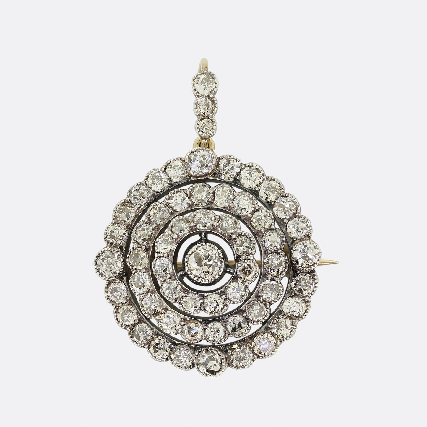 Victorian Diamond Cluster Brooch Pendant