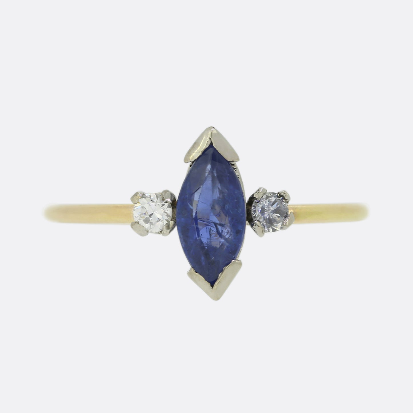 Victorian Sapphire and Diamond Three Stone Ring