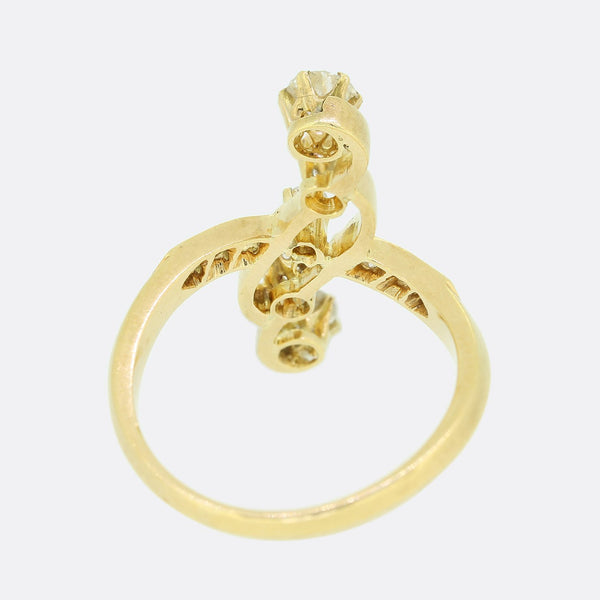 Belle Époque 0.51 Carat Old Cut Diamond Crossover Ring