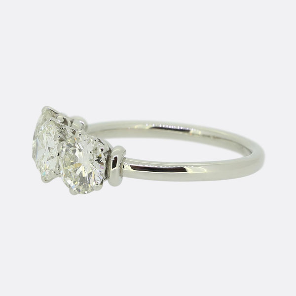 Vintage 2.60 Carat Diamond Three-Stone Ring