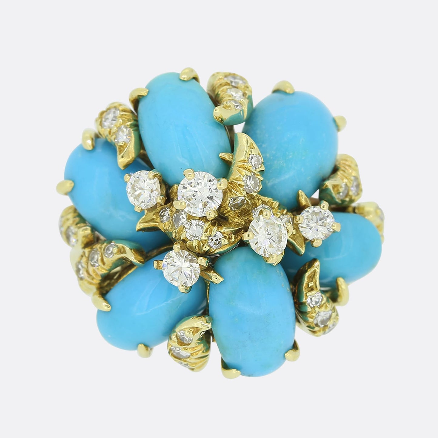 Julius Cohen Turquoise and Diamond Cluster Ring