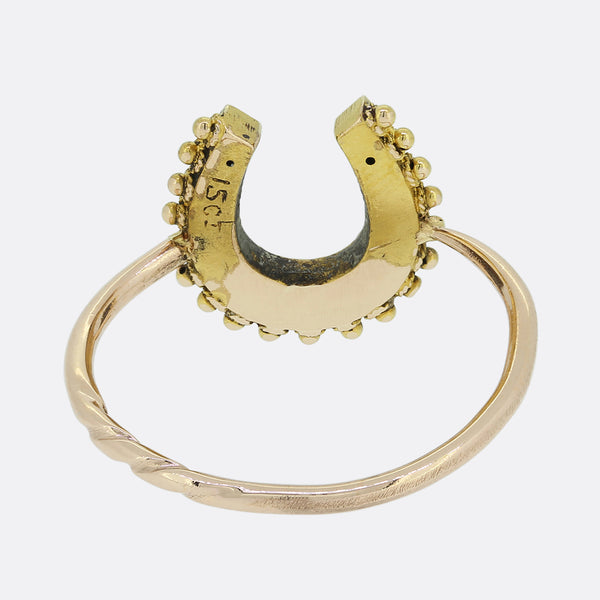Victorian Turquoise and Pearl Horseshoe Ring