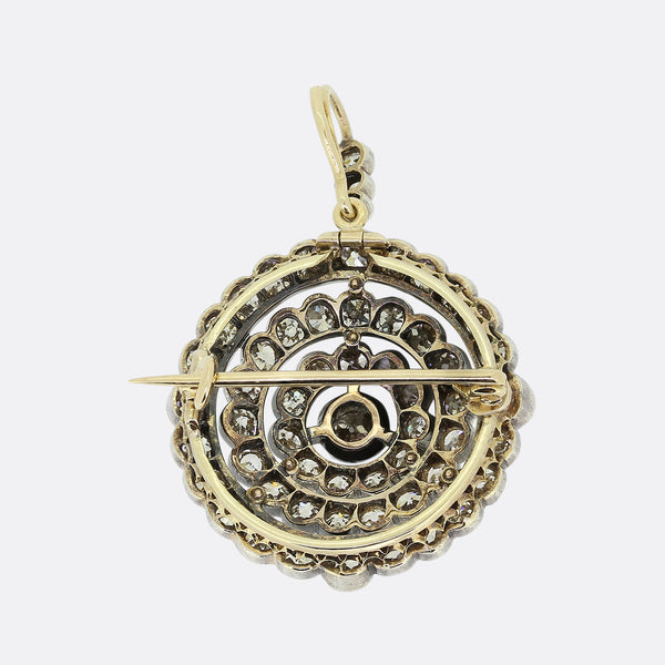Victorian Diamond Cluster Brooch Pendant