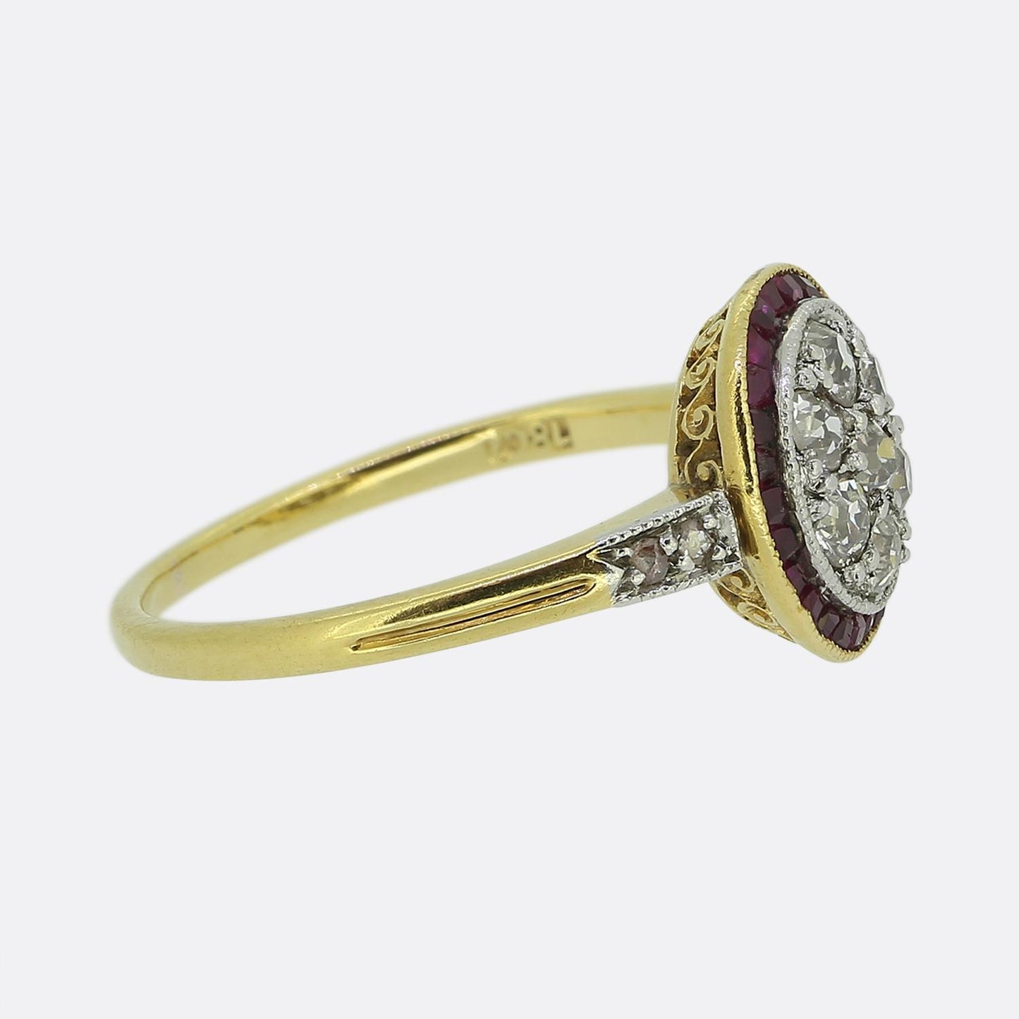 Art Deco Ruby and Diamond Target Ring